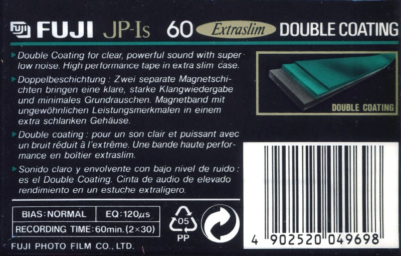 Compact Cassette Fuji JP-Is 60 Type I Normal 1992 Europe