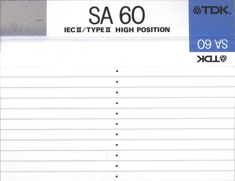 Compact Cassette TDK SA 60 Type II Chrome 1988 Australia, Europe