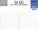 Compact Cassette TDK SA 60 Type II Chrome 1988 Australia, Europe