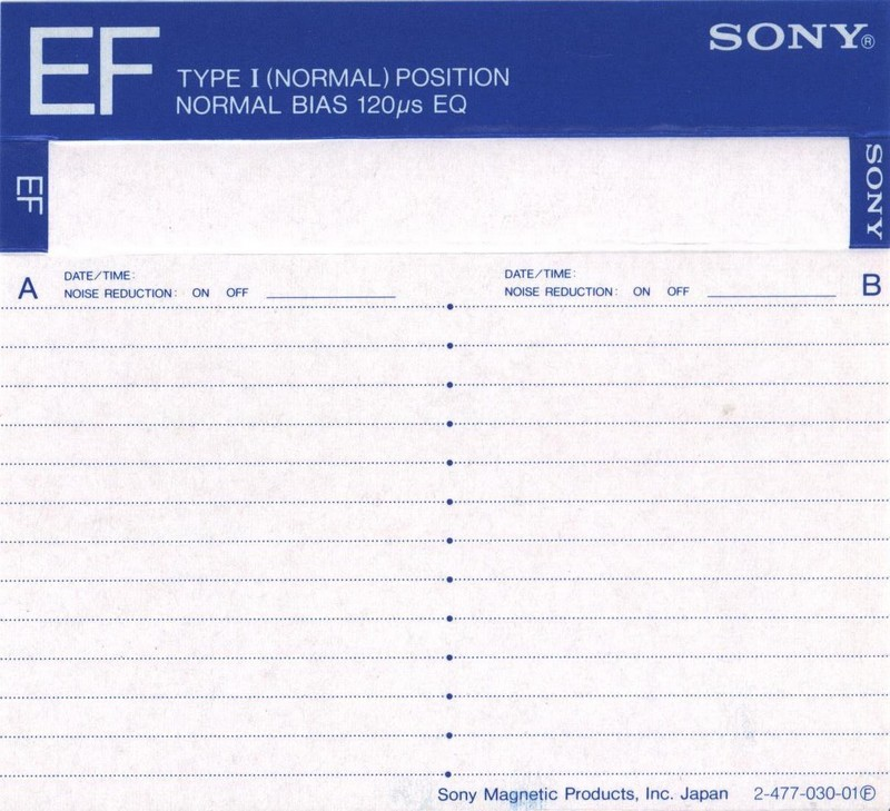 Compact Cassette Sony EF 60 "Improved" Type I Normal 1986 Europe