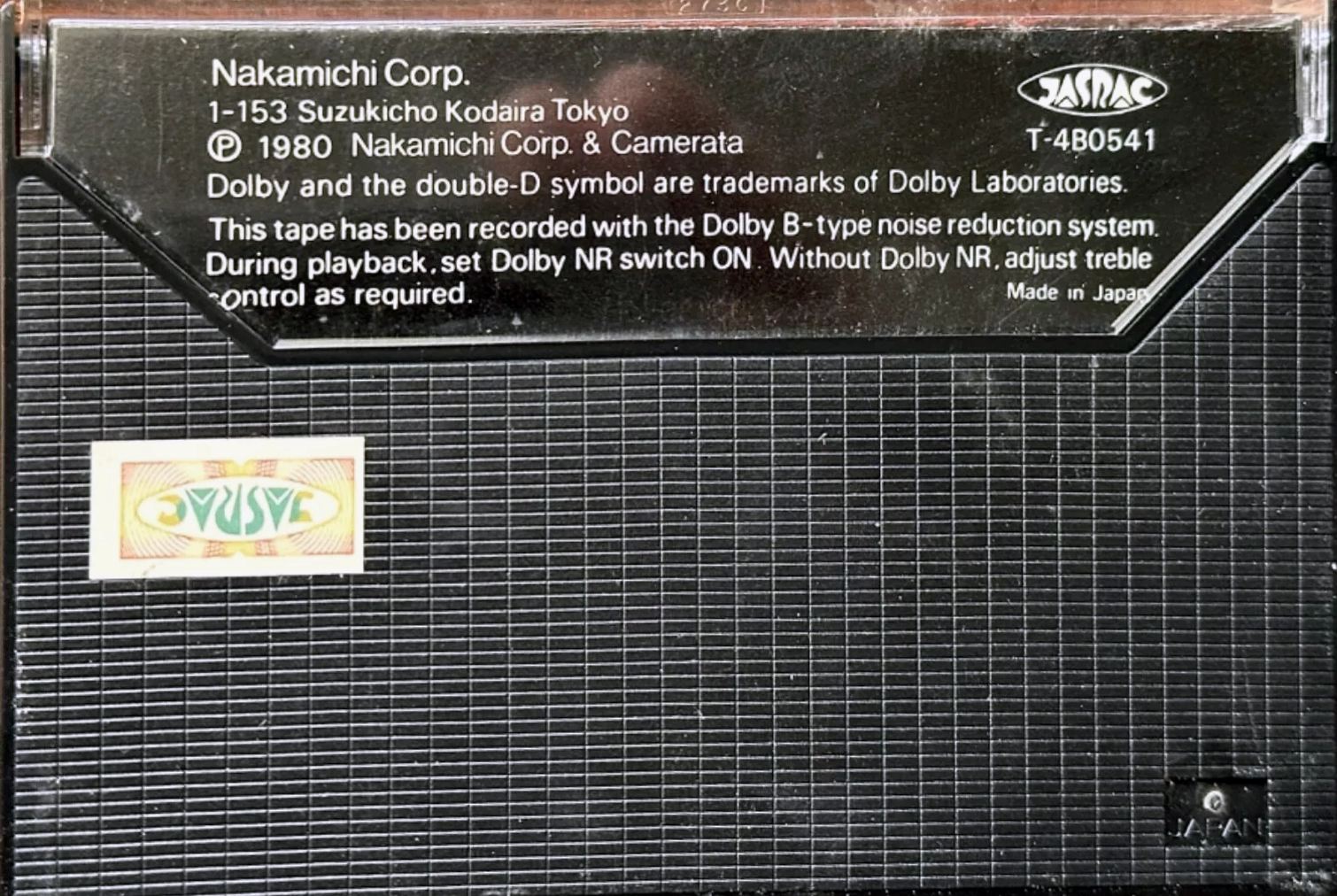 Compact Cassette Nakamichi ZX 15 "S 009" Type IV Metal 1980 USA