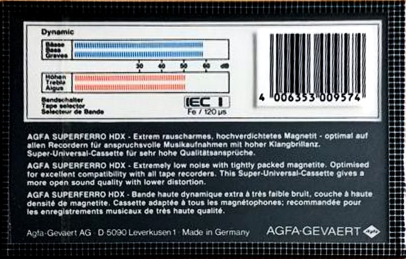 Compact Cassette AGFA Superferro HDX 90+6 Type I Normal 1985 Europe