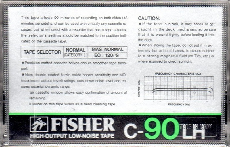 Compact Cassette Fisher LH 90 Type I Normal 1982 USA