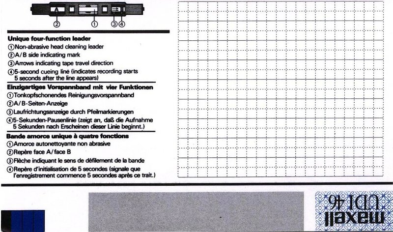 Compact Cassette Maxell UDI / UD1 46 Type I Normal 1988 Europe