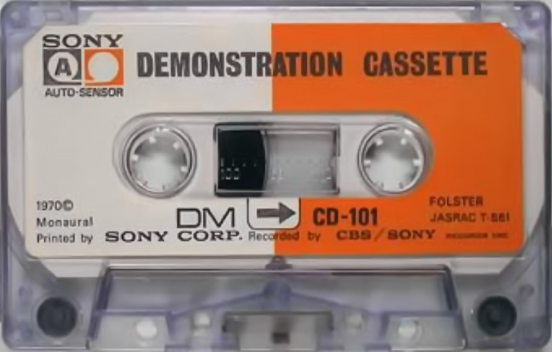 Compact Cassette Sony 30 "CD-101" Demonstration Tape 1971 Japan