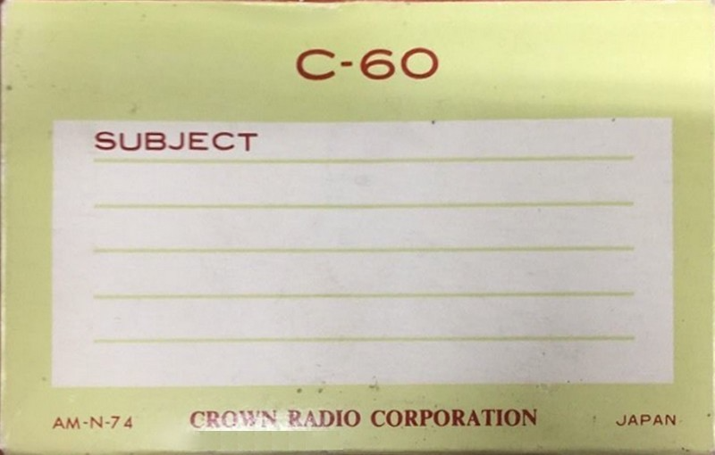 Compact Cassette Crown / Crown Radio Corporation 60 "AM-N-74" Demonstration Tape 1968 USA
