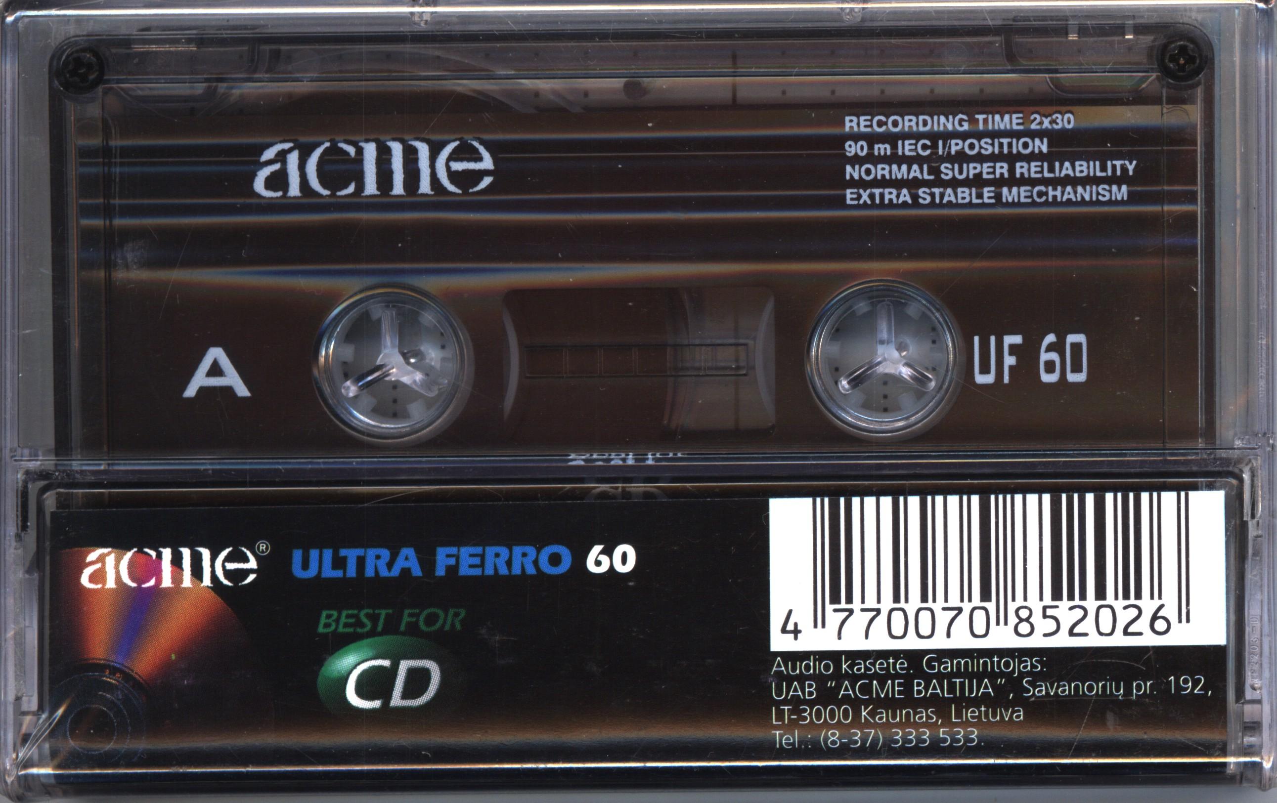 Compact Cassette Acme UF 60 Type I Normal 1997 Europe