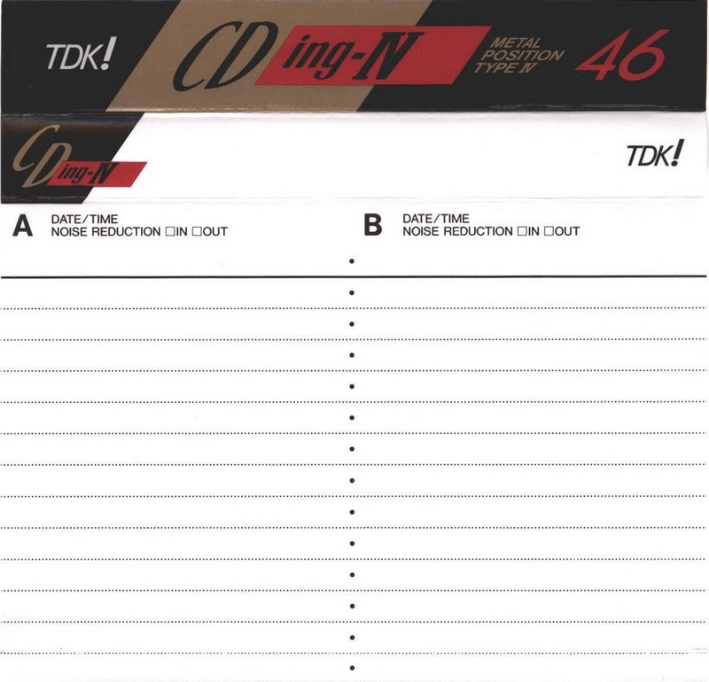 Compact Cassette TDK CDing Metal 46 "CDING4-46M" Type IV Metal 1990 Japan