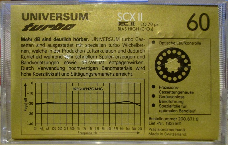Compact Cassette Universum SCX II 60 Type II Chrome 1987 Europe