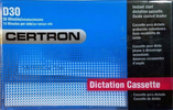 Compact Cassette Certron 30 Dictating Cassette China