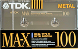 Compact Cassette TDK MA-X 100 Type IV Metal 1990 North America