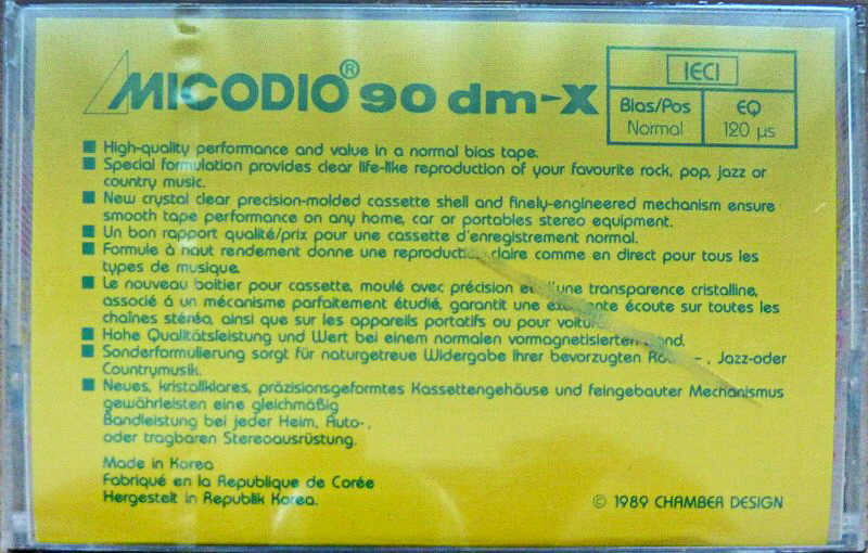 Compact Cassette Micodio dM-X 90 Type I Normal 1989 Europe