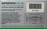 Compact Cassette SUPERTAPE HD 46 Type II Chrome 1988 USA