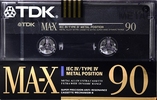 Compact Cassette TDK MA-X 90 "MA-X90SE" Type IV Metal 1990 Australia, Europe