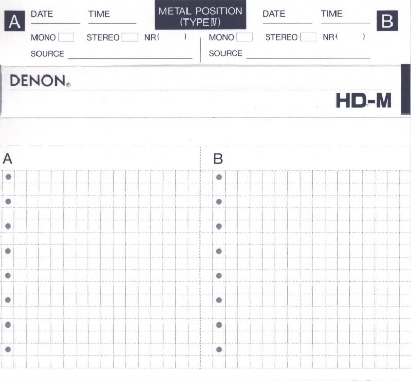 Compact Cassette Denon HD-M 90 "HD-M90TE" Type IV Metal 1994 Europe, North America