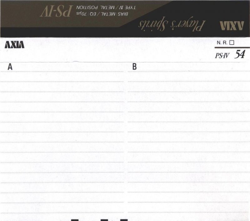 Compact Cassette AXIA PS-IV 50 "PS-4 B 50" Type IV Metal 1991 Japan