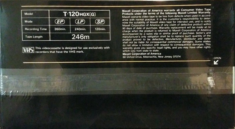 VHS, Video Home System Maxell HGX Gold 120 "T-120HGX(G)" Type II Chrome 1983 USA