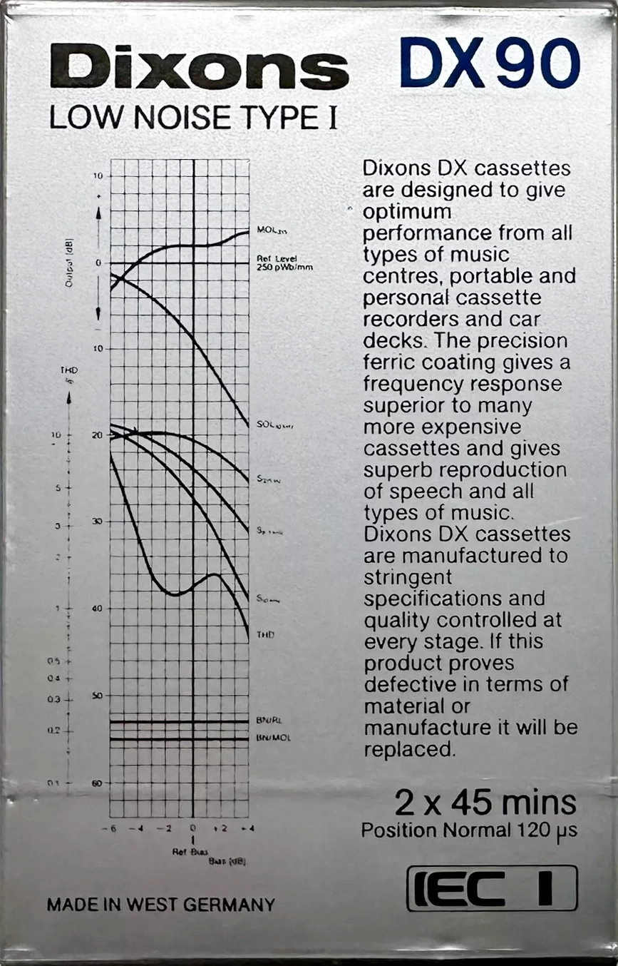 Compact Cassette Dixons DX 90 Type I Normal 1982 UK