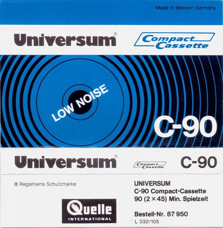 Compact Cassette Universum 90 Type I Normal 1973 Europe