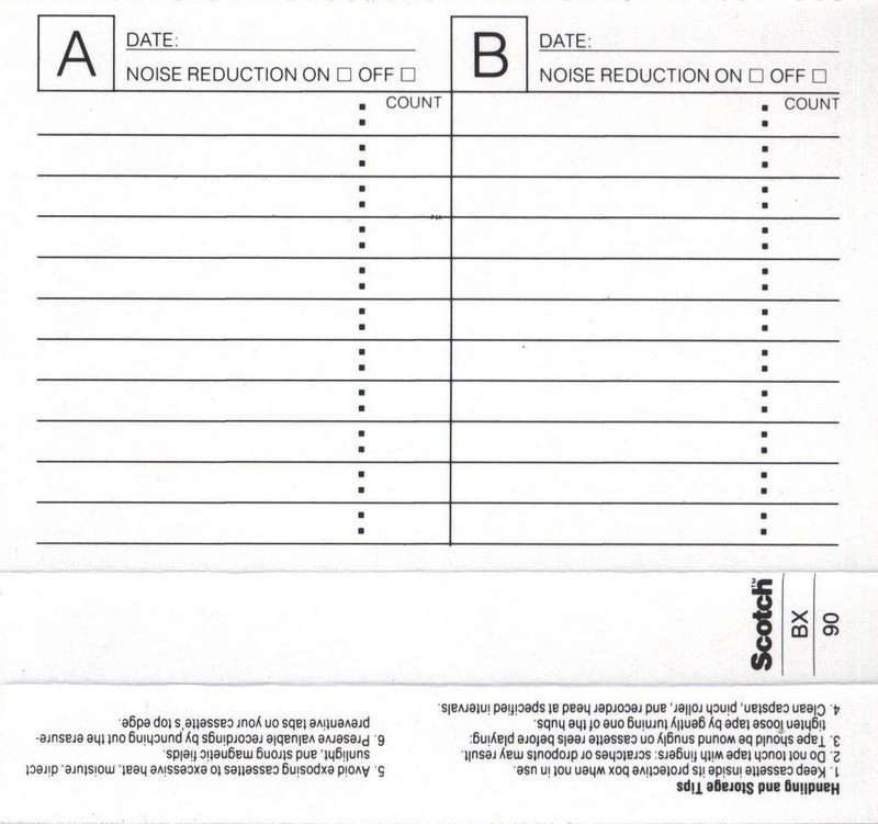 Compact Cassette Scotch BX 90 Type I Normal 1987 Europe