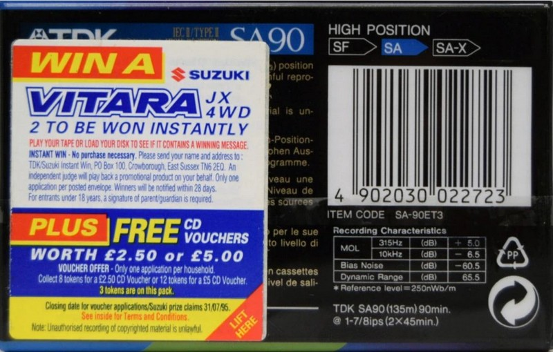 3 pack TDK SA 90 "SA-90ET3" Type II Chrome 1992 Europe