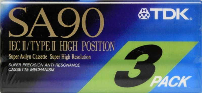 3 pack TDK SA 90 "SA-90ET3" Type II Chrome 1992 Europe