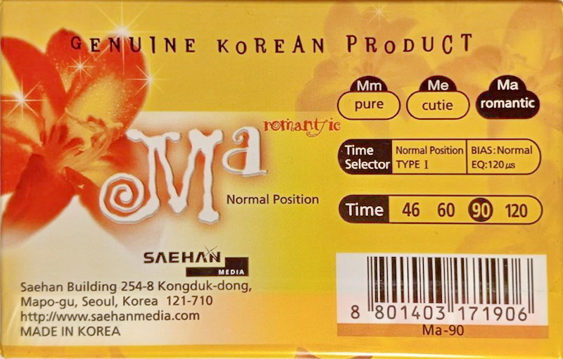 Compact Cassette Saehan MA 90 "Romantic" Type I Normal 1994 South Korea
