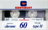 Compact Cassette Continent / Continente 60 Type II Chrome 1984 France