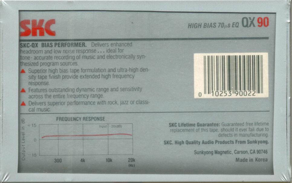Compact Cassette SKC QX 90 Type II Chrome 1989 USA