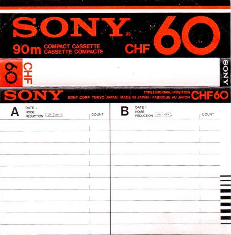 Compact Cassette Sony CHF 60 Type I Normal 1978 North America