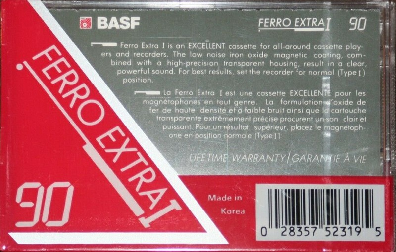Compact Cassette BASF Ferro Extra I 90 Type I Normal 1991 North America