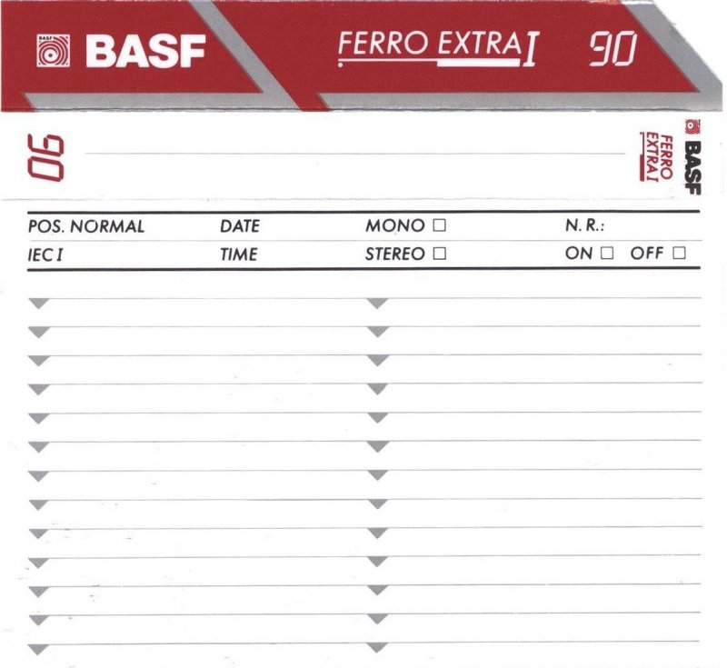 Compact Cassette BASF Ferro Extra I 90 Type I Normal 1991 North America