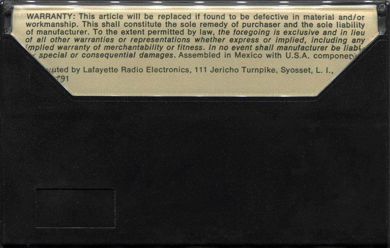 Compact Cassette Lafayette/LRE 90 "Criterion XHE" Type I Normal 1976 USA