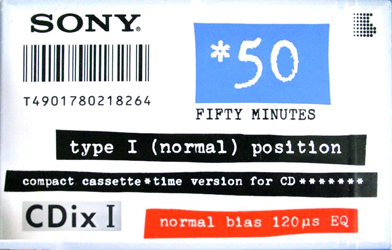 Compact Cassette Sony CDix I 50 "C-50CDX1a" Type I Normal 1992 Japan