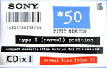 Compact Cassette Sony CDix I 50 "C-50CDX1a" Type I Normal 1992 Japan