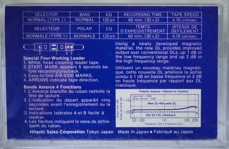 Compact Cassette Hitachi DL 60 Type I Normal 1985 Europe