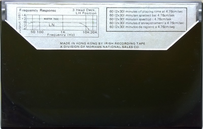 Compact Cassette Irish 60 "Master 7000" Type I Normal 1982 Hong Kong