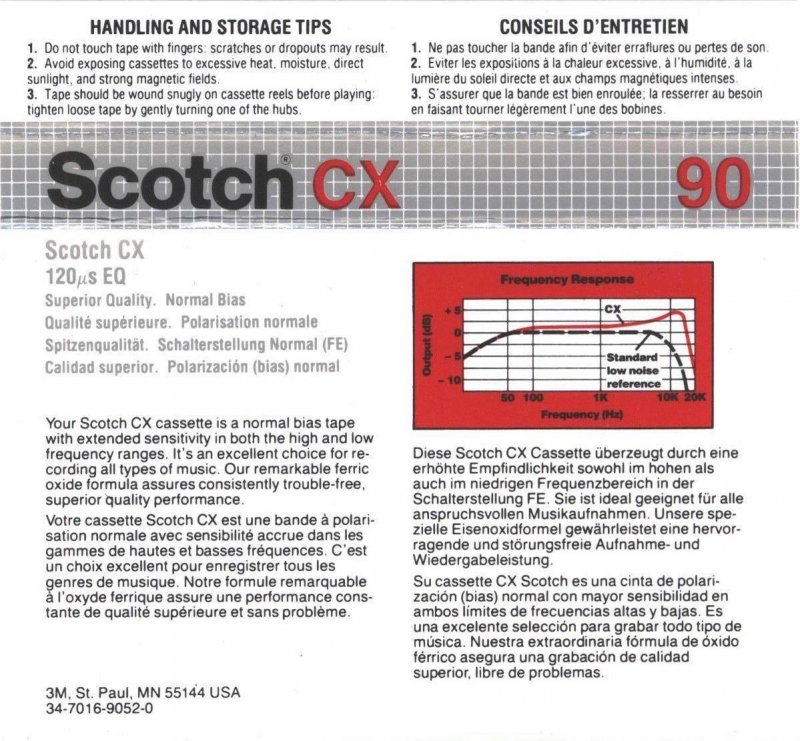 Compact Cassette Scotch CX 90 Type I Normal 1982 Europe