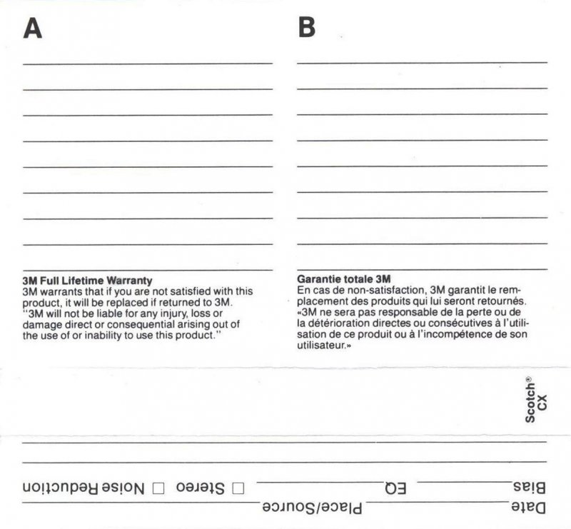 Compact Cassette Scotch CX 90 Type I Normal 1982 Europe