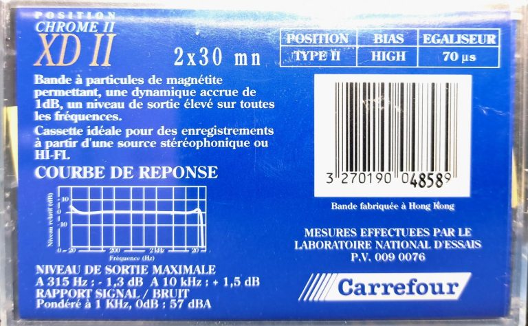 Compact Cassette Carrefour XD-II 60 Type II Chrome France