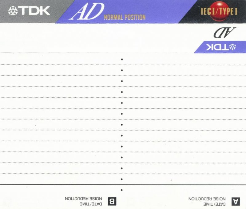 Compact Cassette TDK AD 60 "AD-60" Type I Normal 1992 Thailand