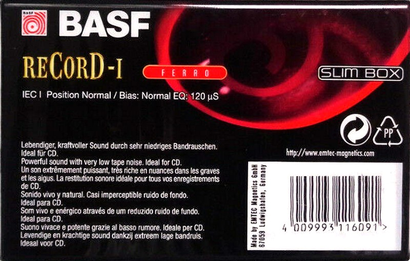 Compact Cassette BASF Record I 60 Type I Normal 1997 Europe