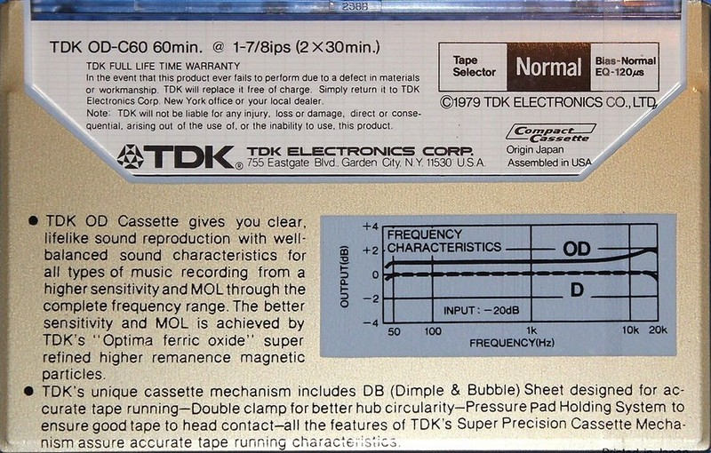 Compact Cassette TDK OD 60 Type I Normal 1979 USA