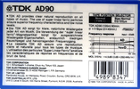 Compact Cassette TDK AD 90 Type I Normal 1986 Australia, Europe