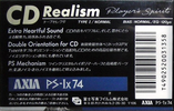 Compact Cassette AXIA PS-Ix 74 "PS-1x74" Type I Normal 1989 Japan