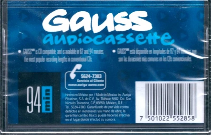 Compact Cassette Gauss CD 94 Type I Normal 2000 Latin America