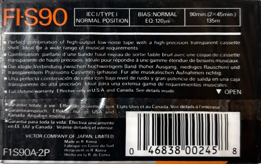 2 pack JVC FI-S 90 "F1-S90A-2P" Type I Normal 1990 North America