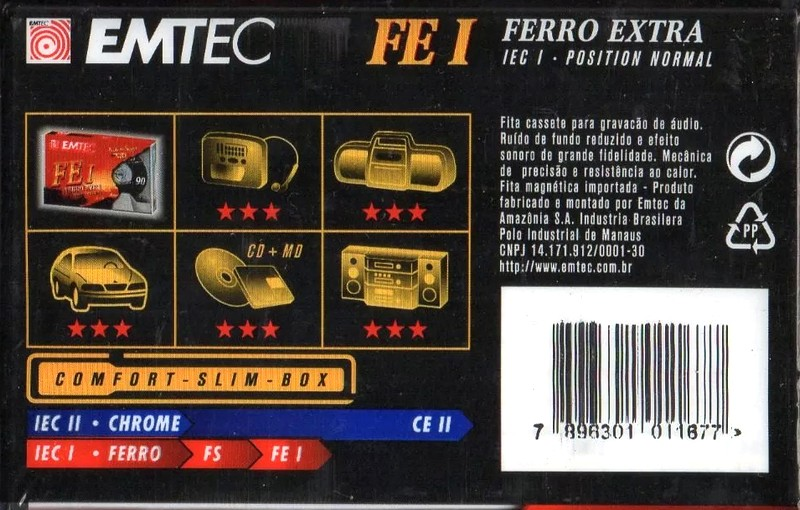 Compact Cassette Emtec FE I Ferro Extra 90 Type I Normal 1999 Brazil