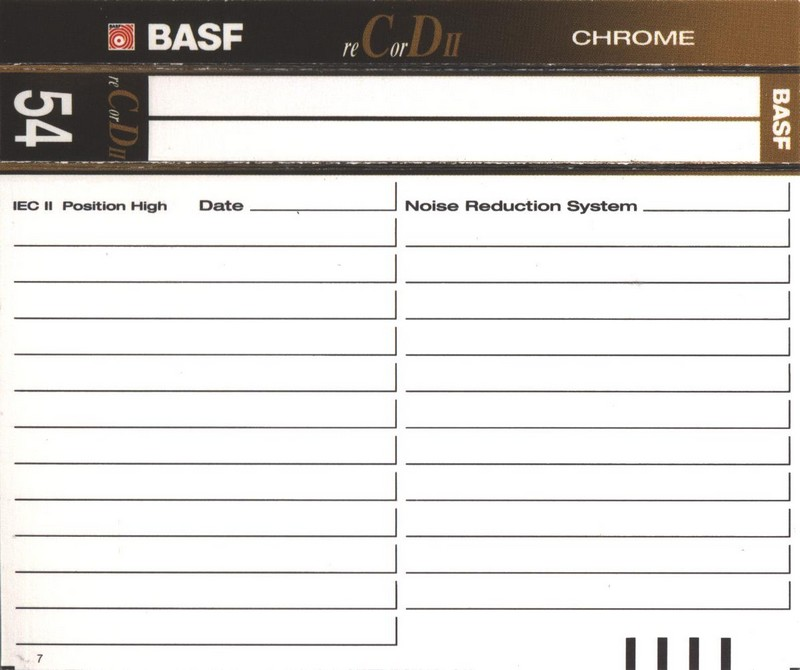 Compact Cassette BASF Record II 54 Type II Chrome 1995 Europe