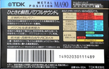 Compact Cassette TDK MA 90 "MA-90A" Type IV Metal 1993 Japan